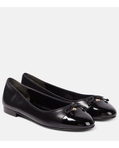 Tory Burch Bailarinas de piel con lazo - Negro