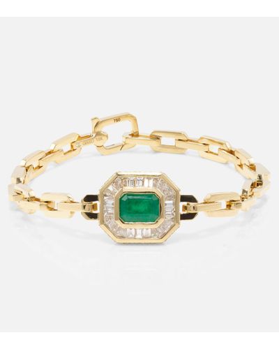 SHAY Bracelet en or 18 ct, diamants et emeraudes - Métallisé