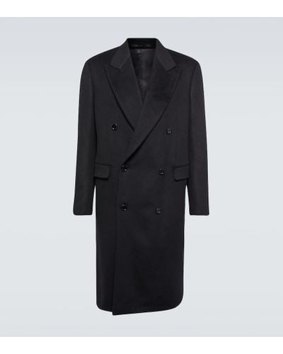 Lardini Double-breasted Cashmere Coat - Black