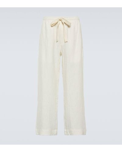 Commas Pantalon ample en lin - Blanc