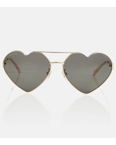 Gucci Gafas de sol con forma de corazon - Gris