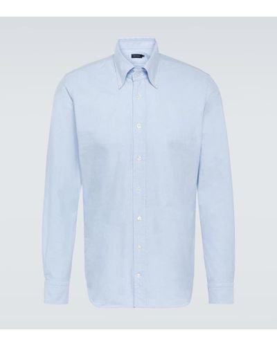 Thom Sweeney Camisa oxford de algodon - Azul