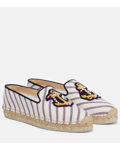 Christian Louboutin Espadrilles Loudmer rayees - Blanc