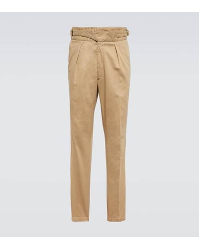 Polo Ralph Lauren Pleated Cotton-blend Pants - Natural