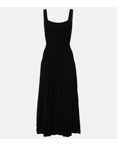 STAUD Ellison Pleated Midi Dress - Black