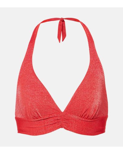 Max Mara Halterneck Lurex® Bikini Top - Red