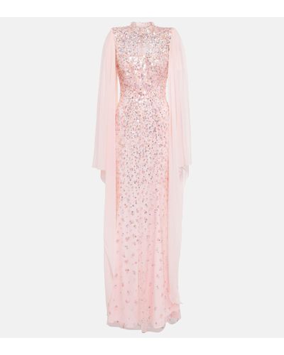Jenny Packham Rita Embellished Tulle Gown - Pink