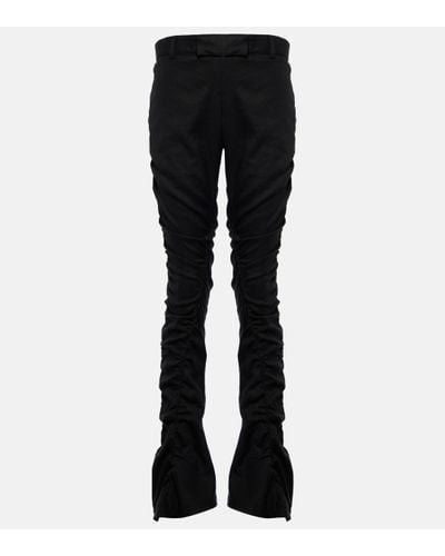 Acne Studios Mid-rise Linen-blend Flared Trousers - Black