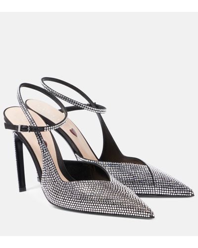 Gucci Alma Love 105 Embellished Satin Court Shoes - Metallic