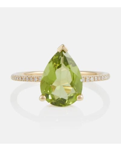PERSÉE Ring Birthstone aus 18kt Gelbgold mit Diamanten und Peridot - Grün