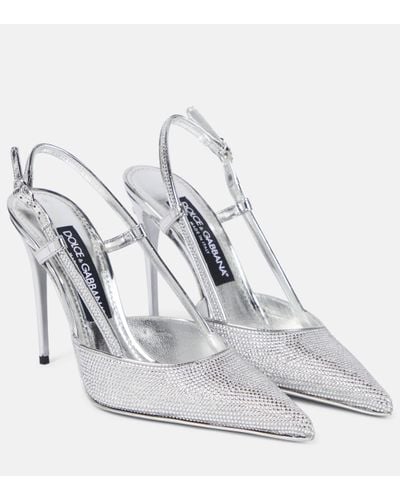 Dolce & Gabbana X Kim Lollo Embellished Leather Court Shoes - White