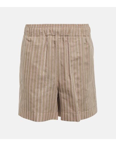 Brunello Cucinelli Striped Mid-rise Cotton-blend Shorts - Natural