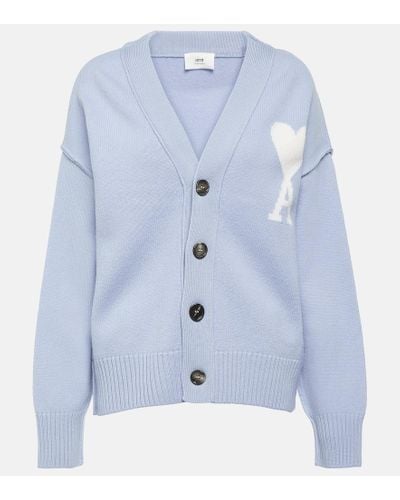 Ami Paris Cardigan Ami de Cour aus Wolle - Blau