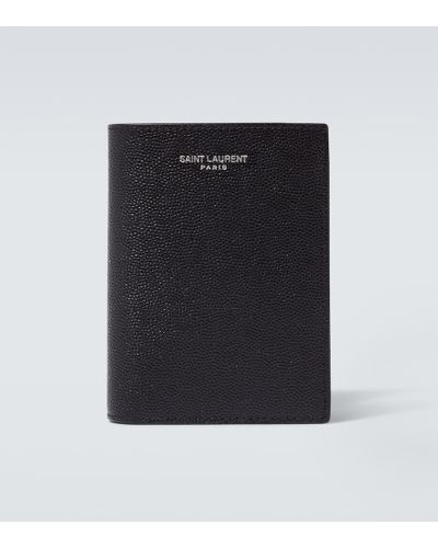 Saint Laurent Logo Embossed Credit Card Wallet - Black