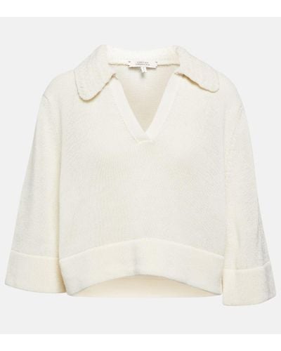 Dorothee Schumacher Sporty Wool And Cotton-blend Polo Sweater - White