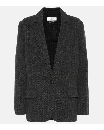 Isabel Marant Charly Herringbone Wool Jacket - Black