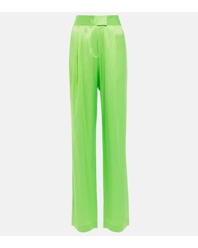 The Sei High-rise Wide-leg Silk Satin Pants - Green