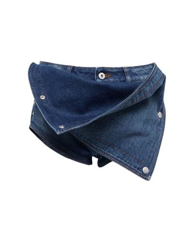 Y. Project Wrap Denim Shorts - Blue