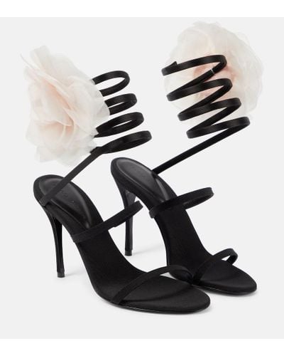 Magda Butrym Floral-applique Satin Sandals - Black