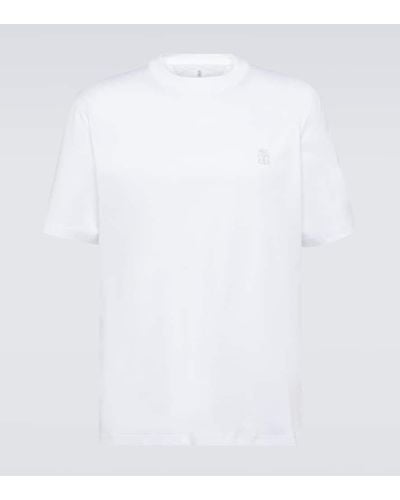 Brunello Cucinelli Logo Cotton Jersey T-shirt - White