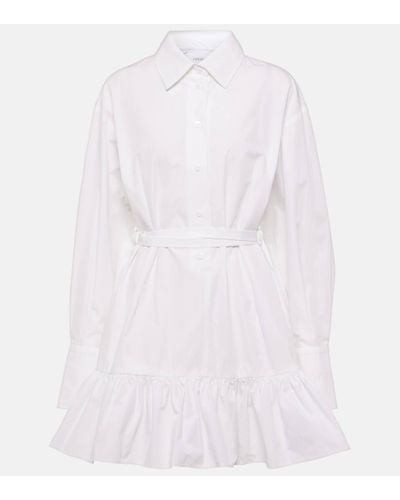 Patou Ruffled Cotton Shirt Dress - White
