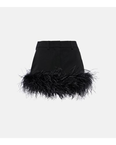 Miu Miu Mini-jupe en laine a plumes - Noir