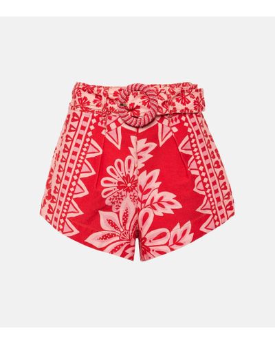 FARM Rio Shorts Flora de algodon floral - Rojo