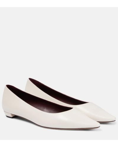 The Row Claudette Leather Flats - White