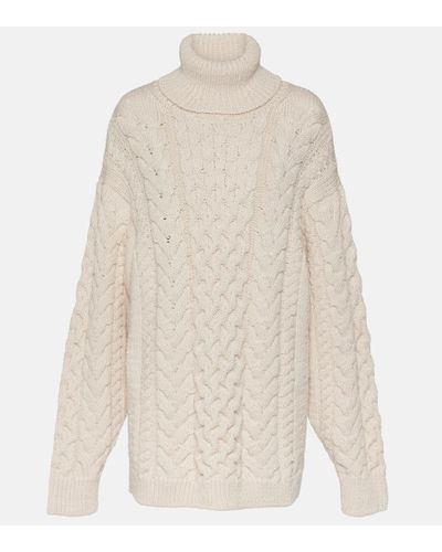 Isabel Marant Jade Cable-knit Turtleneck Sweater - White