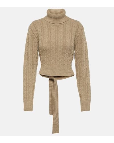MM6 by Maison Martin Margiela Cropped Wool-blend Sweater - Natural