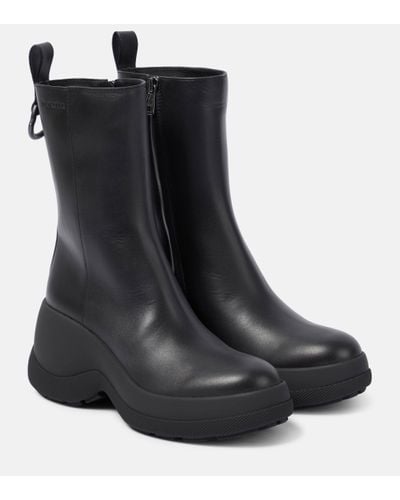 Moncler Resile Leather Ankle Boots - Black