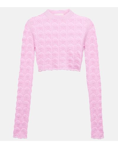 Sportmax Medea Wool And Cashmere Open-knit Jumper - Pink
