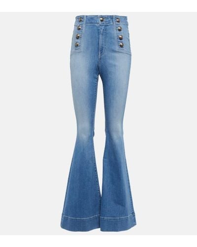 Veronica Beard High-Rise Flared Jeans Sheridan - Blau