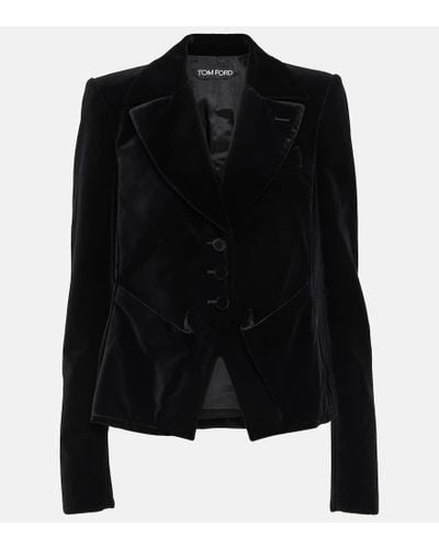 Tom Ford Single-breasted Cotton Velour Blazer - Black