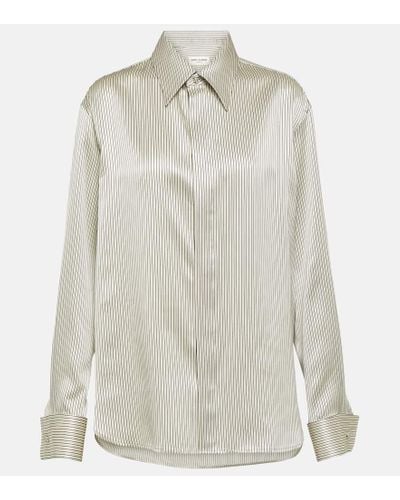 Saint Laurent Hemd aus Seidensatin - Weiß