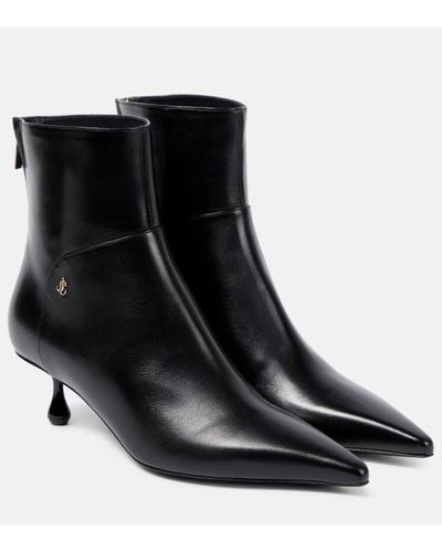 Jimmy Choo Cycas Pointed-toe Leather Heeled Ankle Boots - Black