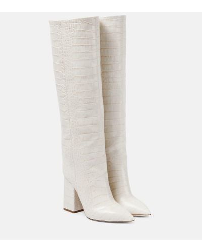 Paris Texas Anja Croc-effect Leather Knee-high Boots - White