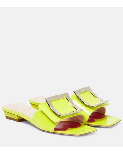 Roger Vivier Love 45 Patent Leather Mules - Yellow