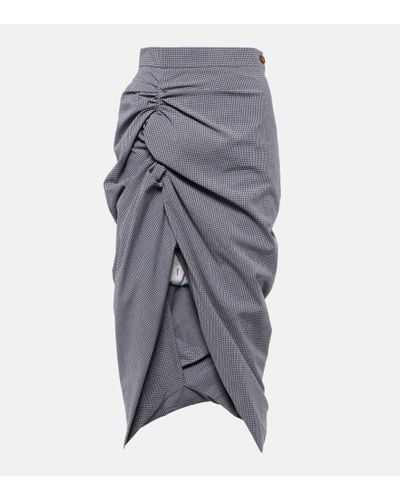 Vivienne Westwood Gingham Cotton Midi Skirt - Gray