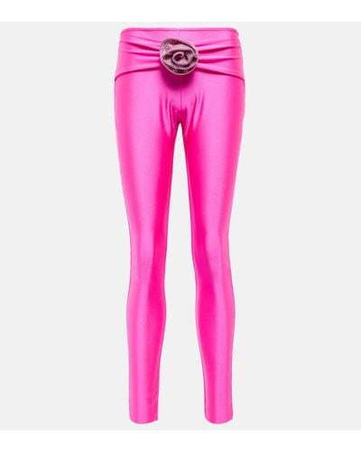GIUSEPPE DI MORABITO Embellished Stretch-jersey leggings - Pink