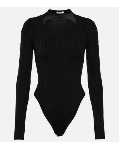 Alaïa Ribbed-knit Bodysuit - Black