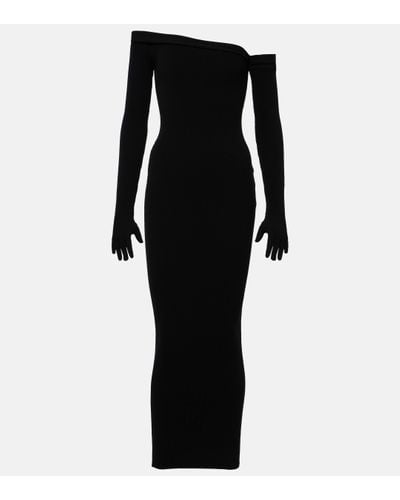 Jean Paul Gaultier Asymmetric Maxi Dress With Gloves - Black