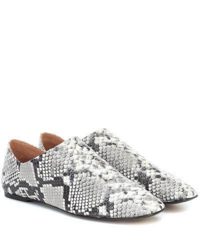 JOSEPH Slippers en cuir embossé - Blanc