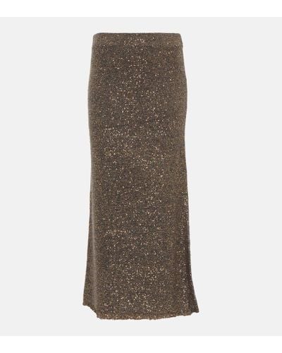 Altuzarra Dione Sequin-embellished Midi Skirt - Brown