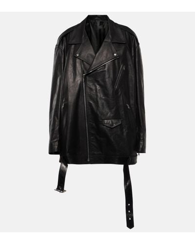 Rick Owens Oversized Leather Biker Jacket - Black