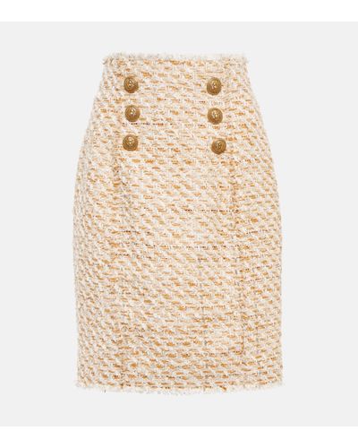 Balmain High-rise Tweed Miniskirt - Natural