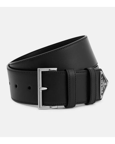 Prada Cinturon de piel con logo - Negro