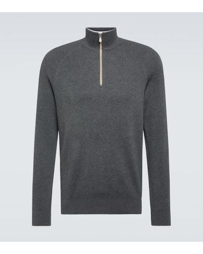 Brunello Cucinelli Cotton Half-zip Sweater - Gray