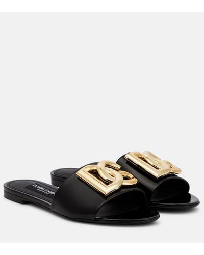 Dolce & Gabbana Sandalias de piel con DG - Negro