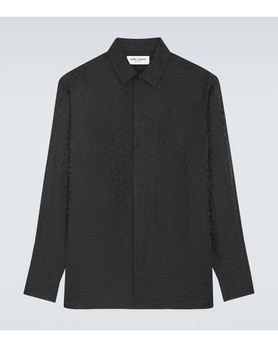 Saint Laurent Jacquard Silk Shirt - Black